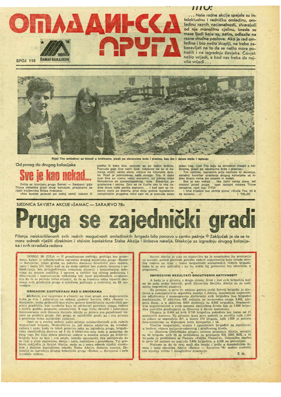 list omladinska pruga oslobodjenje ora samac sarajevo 1978